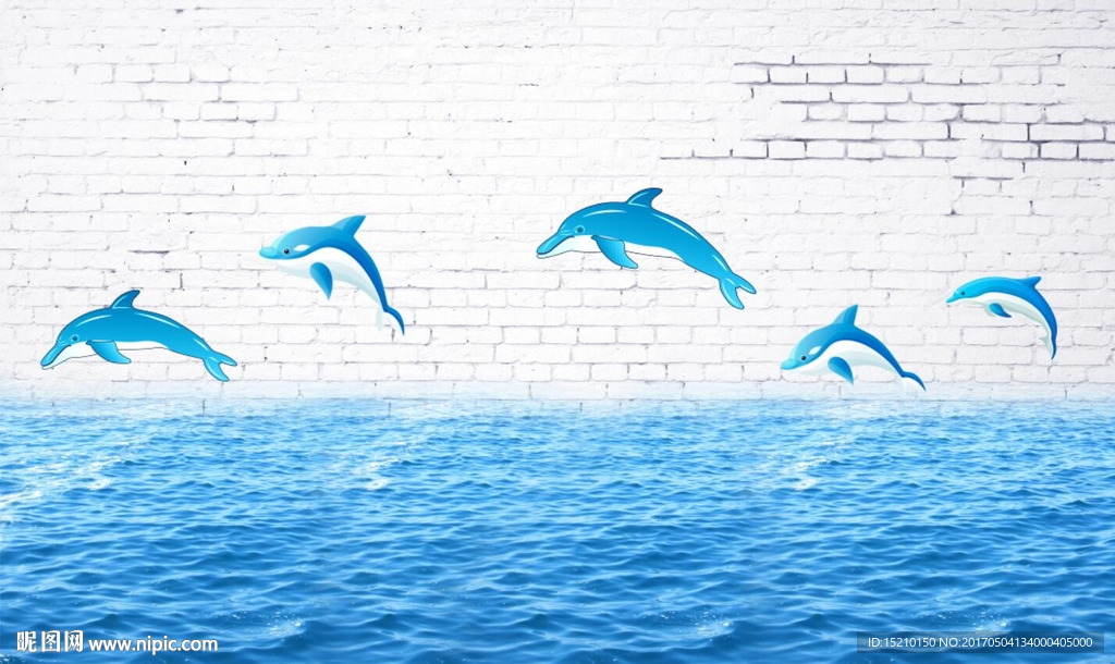 3D墙砖海豚
