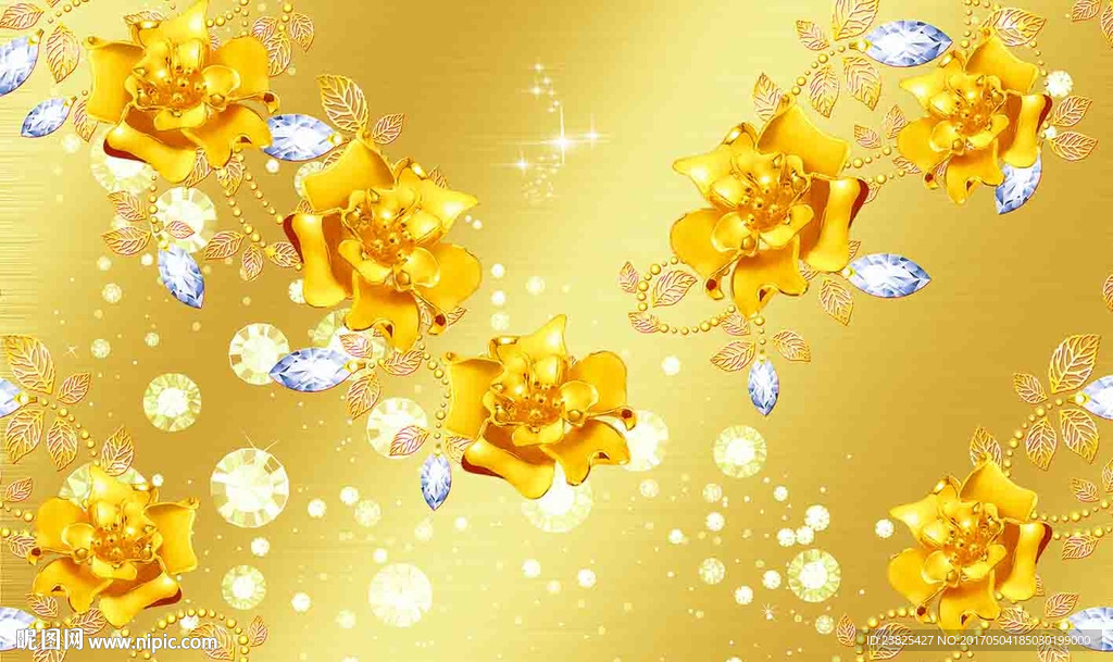 欧式珠宝花卉时尚壁画电视背景墙