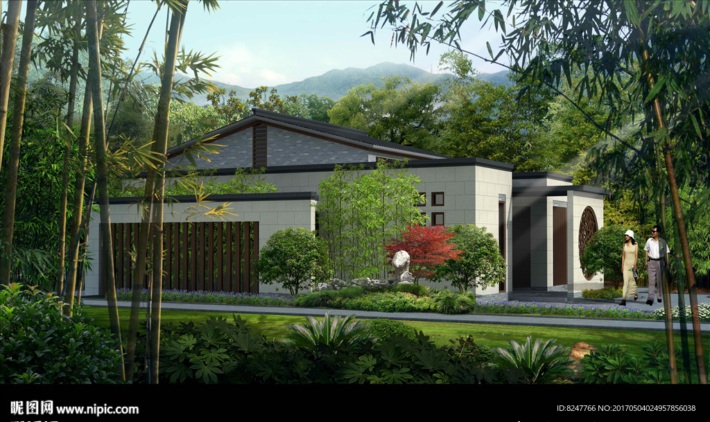 中国风公共 卫生间景观建筑效果