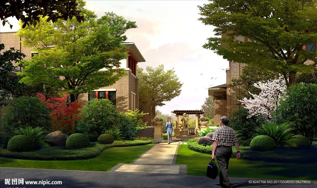 别墅区内庭景观效果图