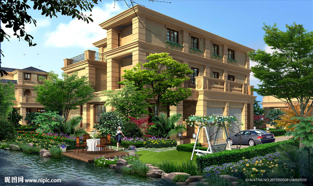 住宅别墅区内庭景观效果图