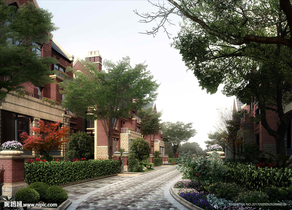 别墅花园小路景观效果图