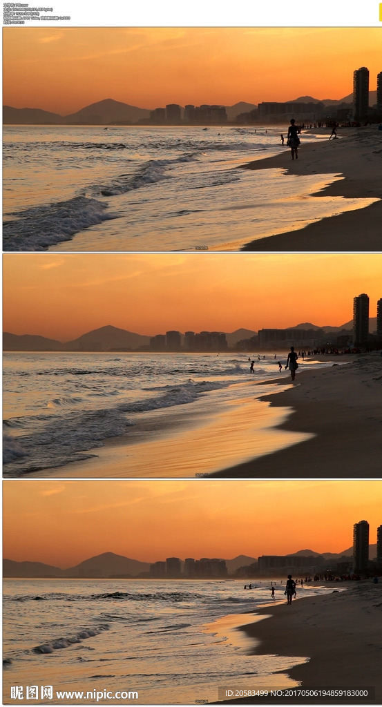 里约热内卢夕阳下的沙滩