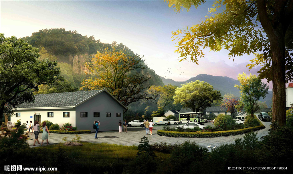 公园旅游风景区停车场景观效果图