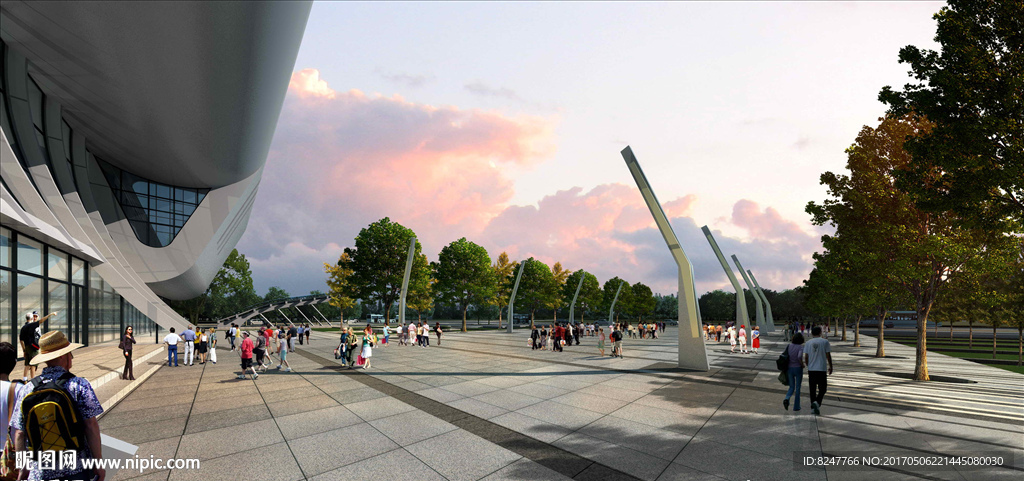 机场广场建筑景观效果图