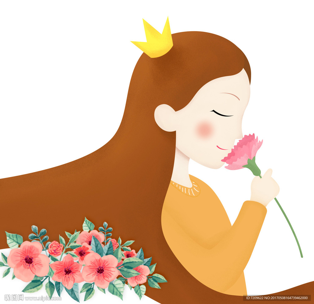 手绘母亲节女生女王