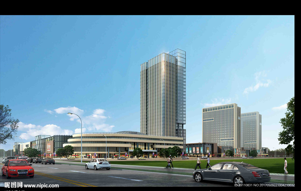 高层公建商业街效果图
