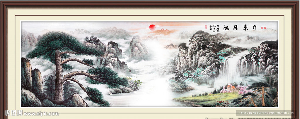 国画迎客松