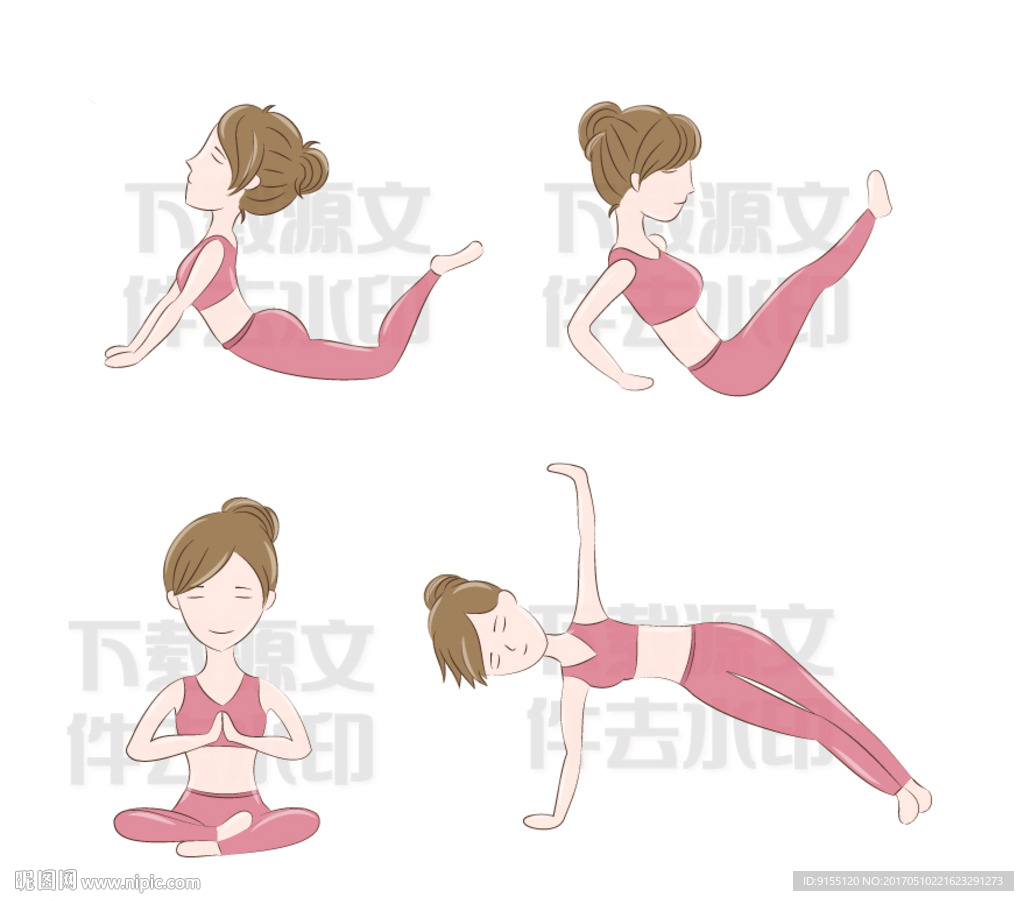 瑜伽动作卡通人物