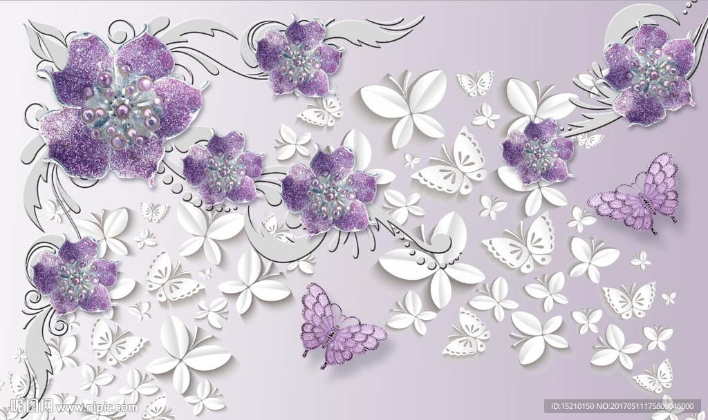 纸蝴蝶珠宝花朵