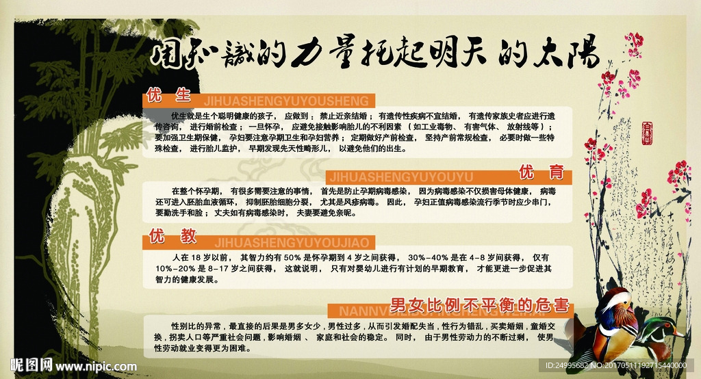 优生优育宣传展板之水墨版模板