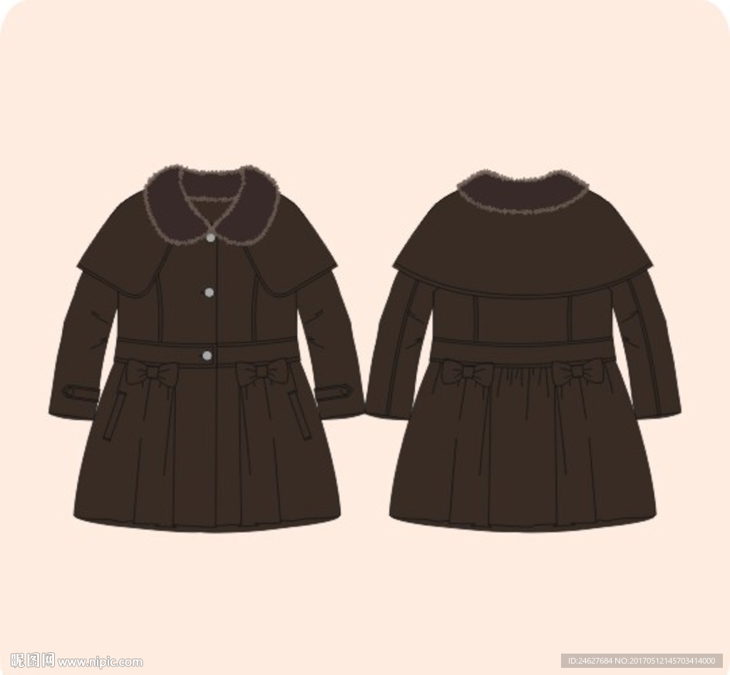 少女装女童装毛领大衣外套