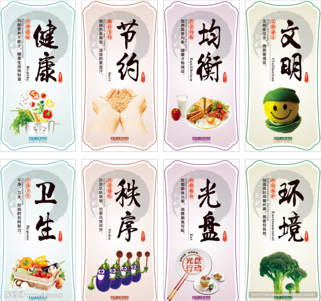 食堂文化展板 餐厅礼仪文明标语
