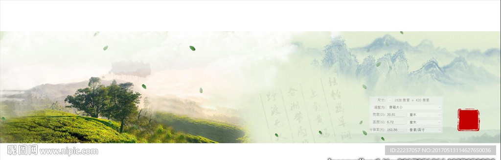 梯田茶田田园云海山水背景展板