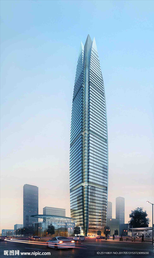 公共建筑清晨道路设计图