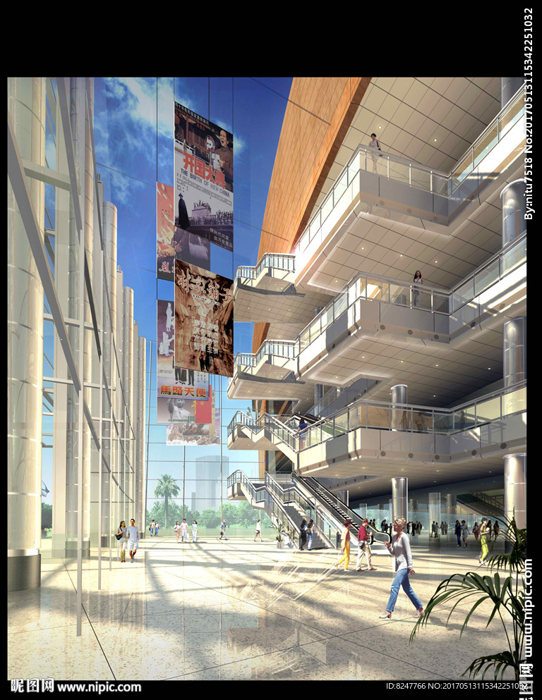 商场内庭建筑效果图