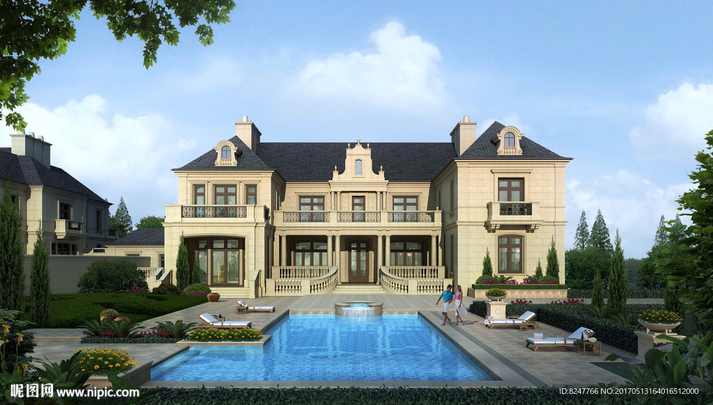 高档私人会所建筑效果图