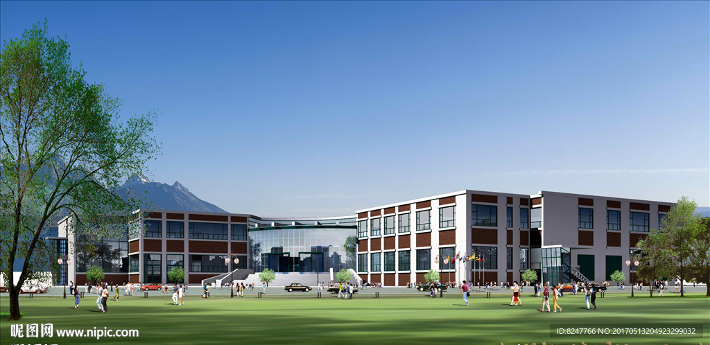 学校操场建筑效果图