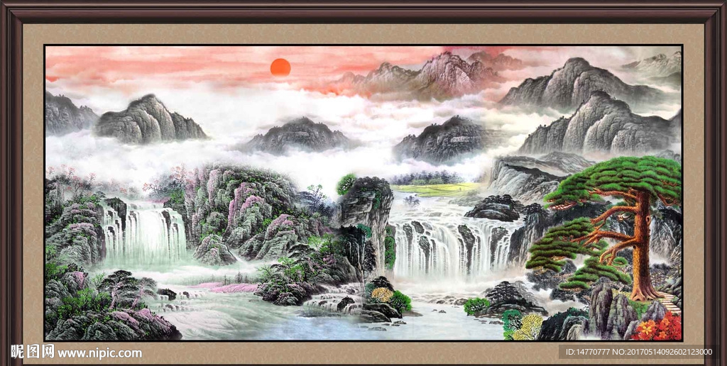 国画迎客松