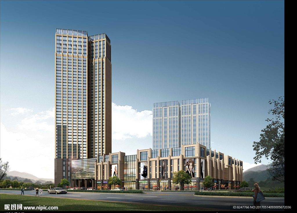 商业住宅区建筑效果图