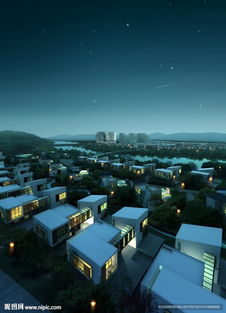 现代建筑夜景鸟瞰