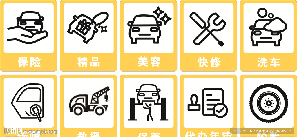 服务快车汽修服务内容标识