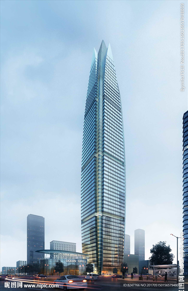 花瓣高层建筑金融中心建筑效果图