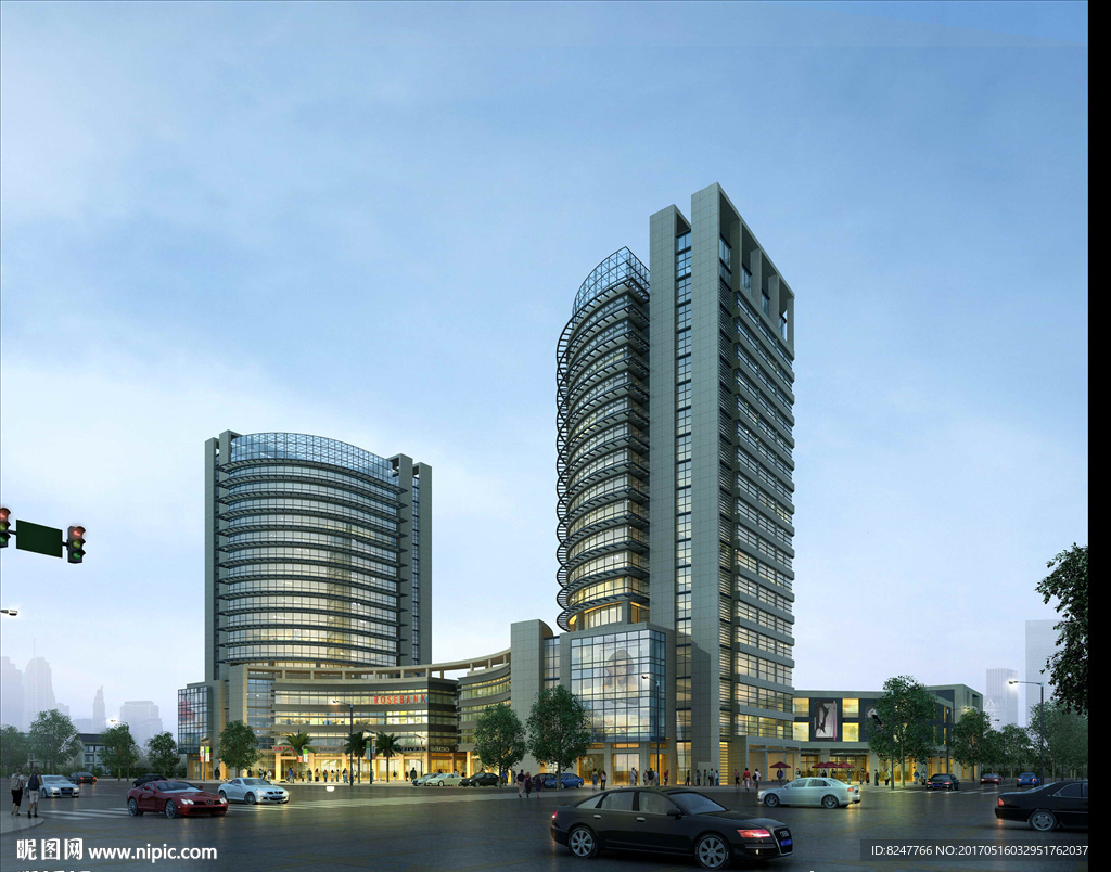 五星级酒店商业街建筑效果图