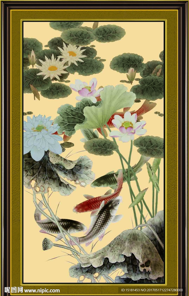 荷花鲤鱼图