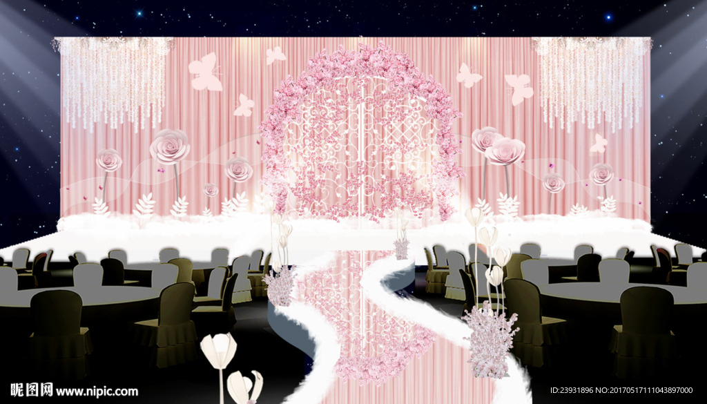 唯美粉色婚礼舞台