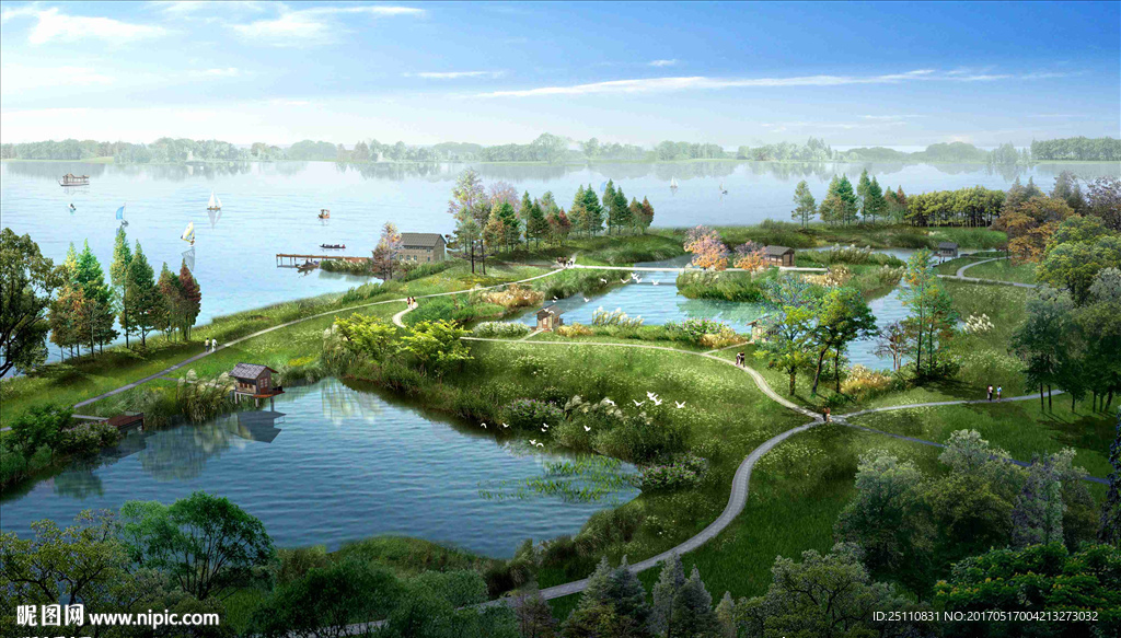 原生态河道水生植物景观图