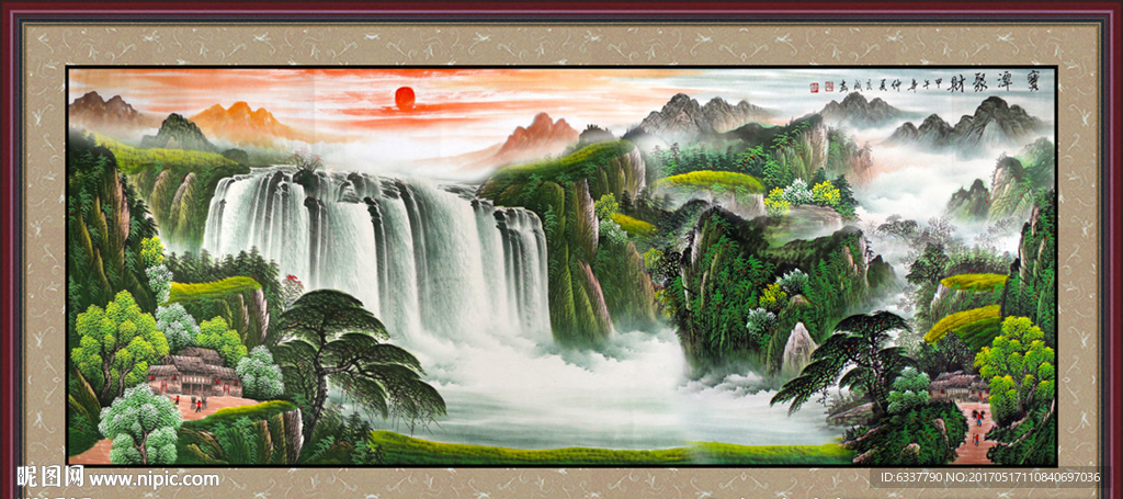 聚宝盆山水画