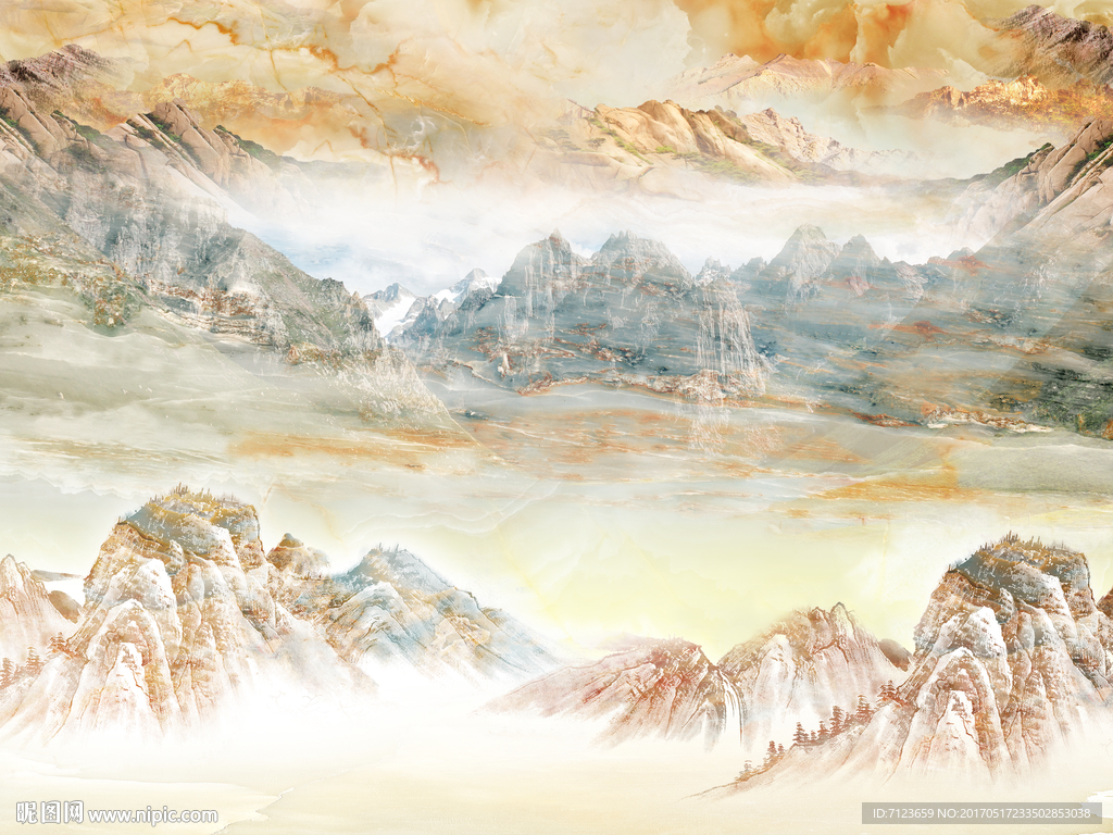 高清大理石玉纹江山如画