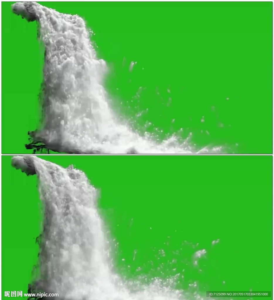 瀑布流水绿幕抠像视频素材