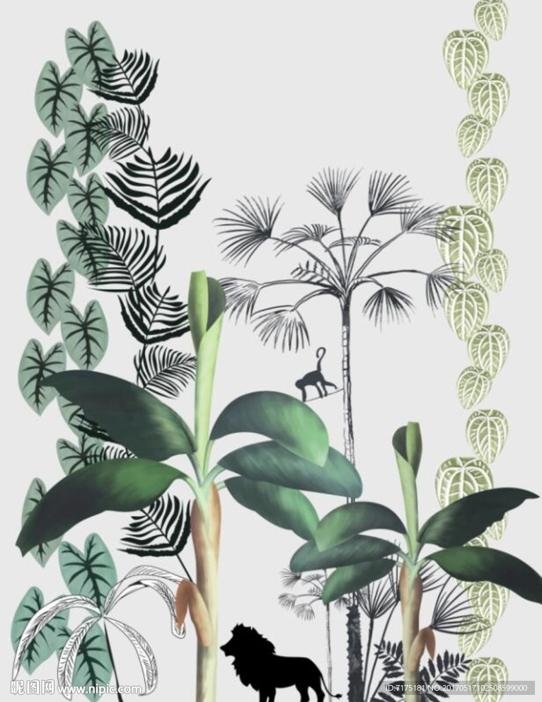 芭蕉椰树背景墙