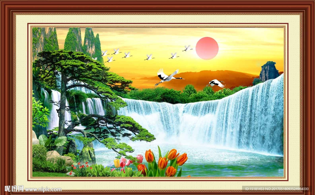 山水风景迎客松