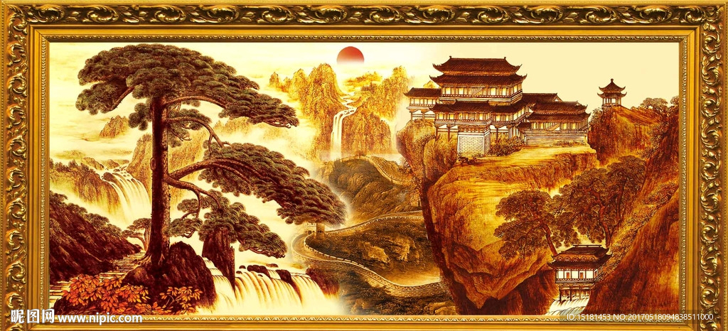 国画迎客松
