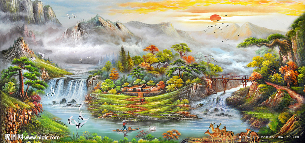 聚宝盆油画图片