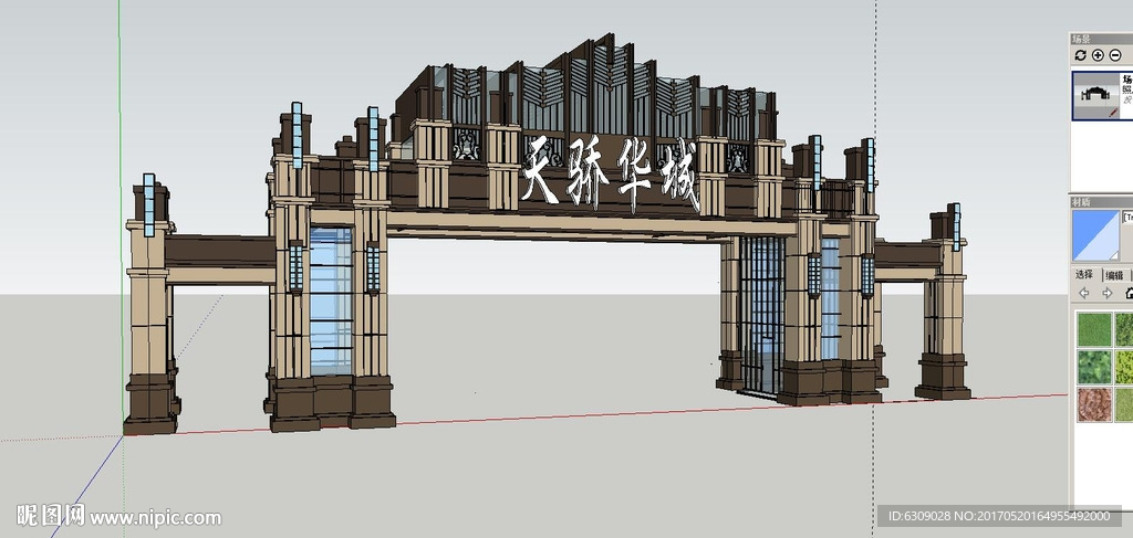 SU欧式小区大门模型
