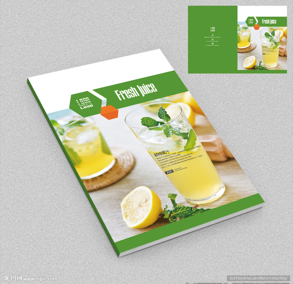 薄荷柠檬水饮料画册封面设计