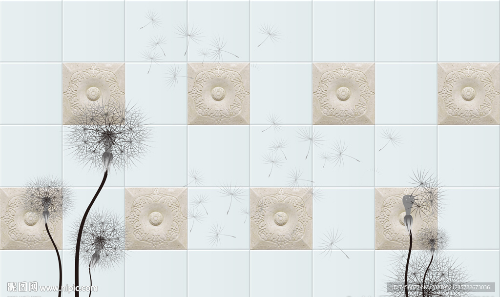 蒲公英高档时尚背景墙