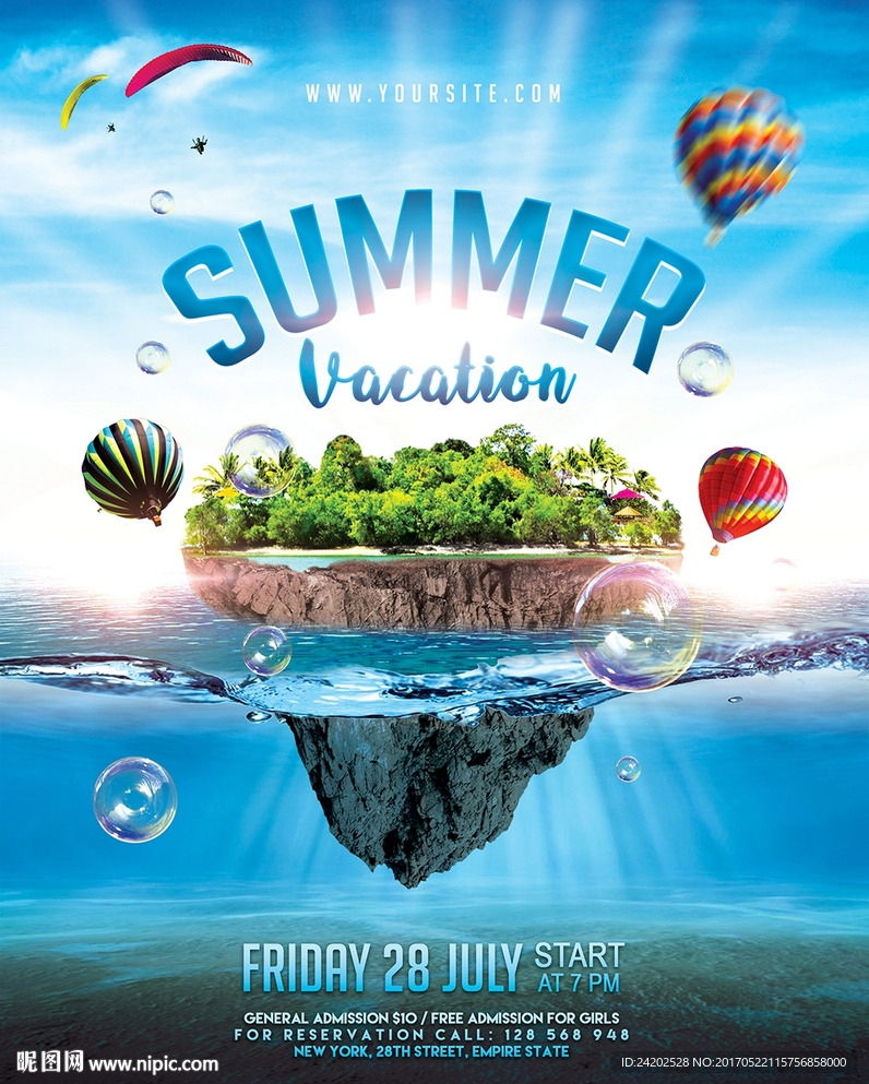 梦幻唯美水上天堂夏日主题海报