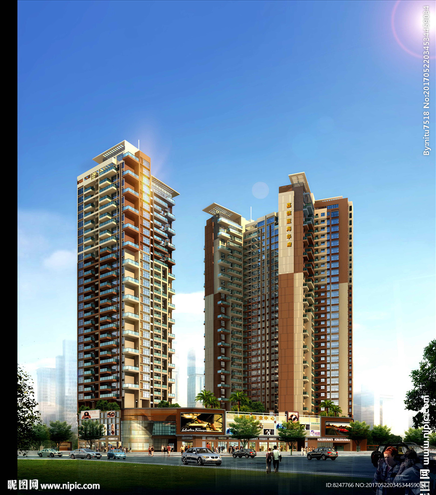 商业住宅区建筑效果图