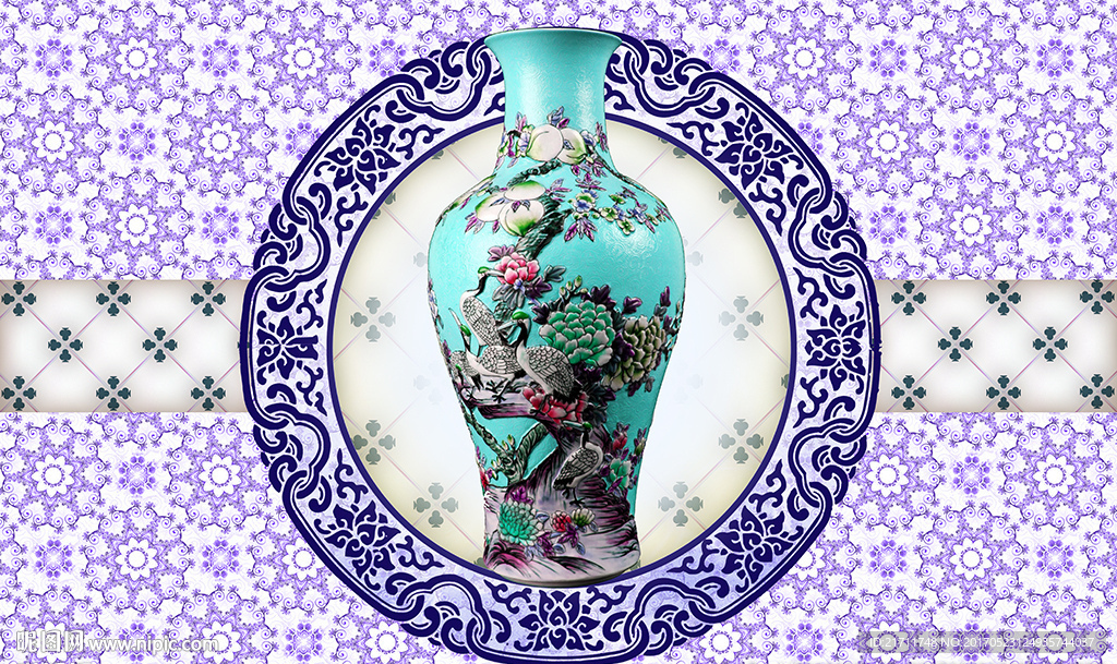 白玉青花瓷电视背景