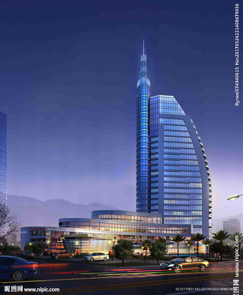 高级酒店公共建筑设计夜景图