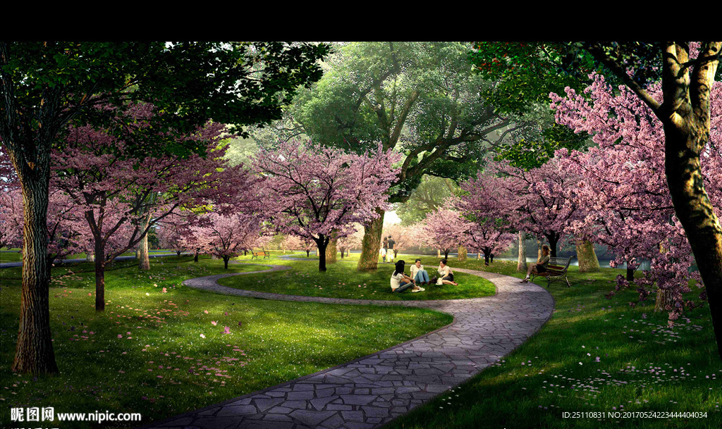 公园休闲道路景观图