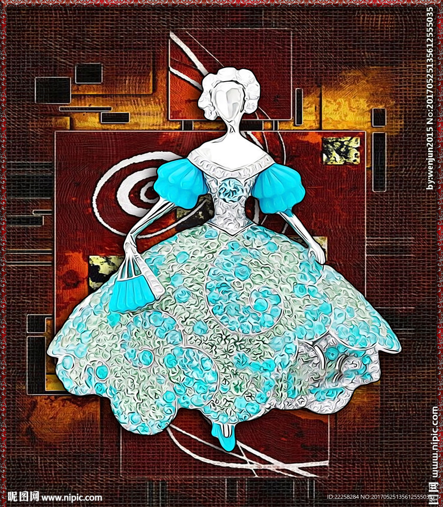 抽象少女油画