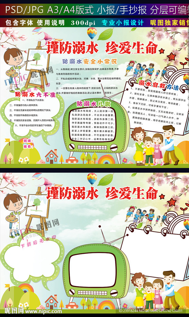 谨防溺水珍爱生命小报安全手抄报