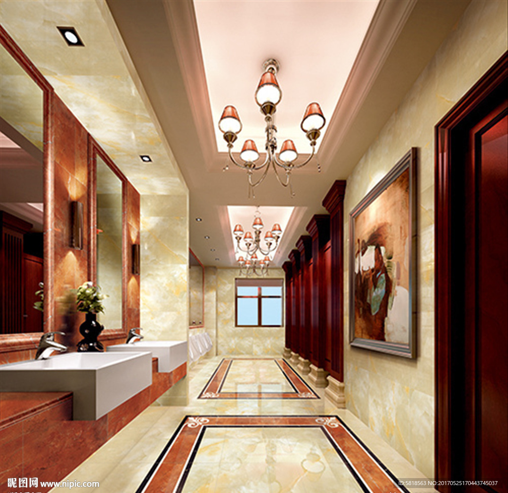 瓷砖铺贴酒店洗手间分层