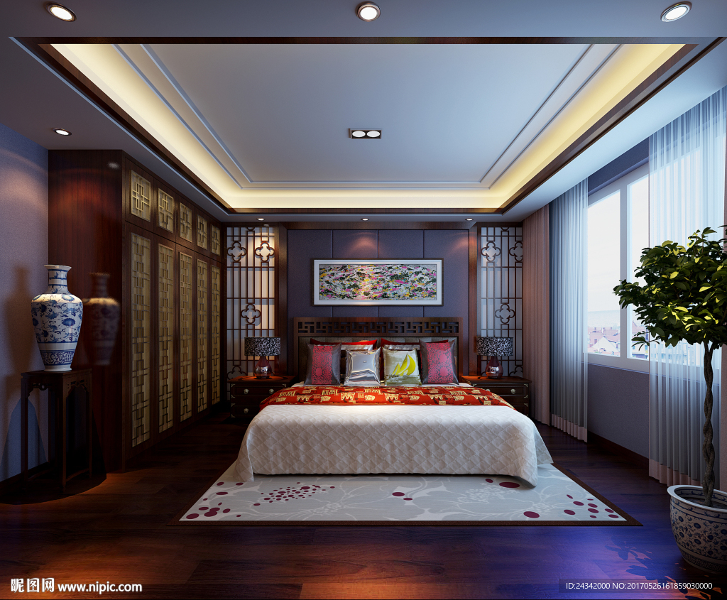 新中式风格卧室装饰效果图